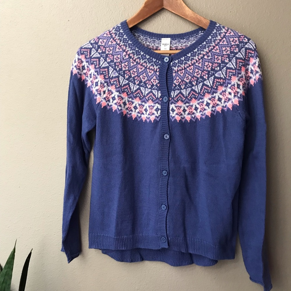 🍀 Fair Isle Cardigan Sweater OshKosh B’gosh Sz 14